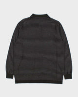 Vintage Y2K 00s Valent.Coupeau Cashmere/Wool/Silk Striped Collared Knit Jumper - XL