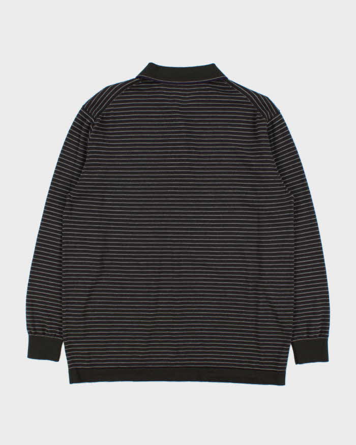 Vintage Y2K 00s Valent.Coupeau Cashmere/Wool/Silk Striped Collared Knit Jumper - XL