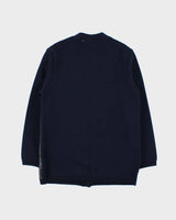 Vintage 1970s Dauphilaine Grenoble Navy Wool Leather Knit Made In France Cardigan - M