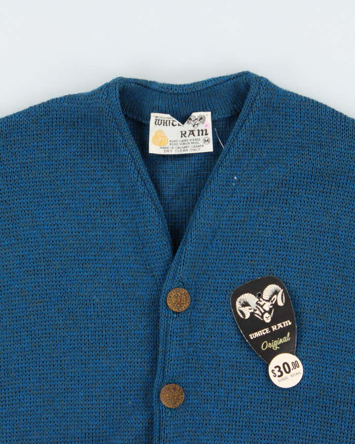 DSWT Vintage 1970s White Ram Rainbow Marl Wool Made In Canada Cardigan - M