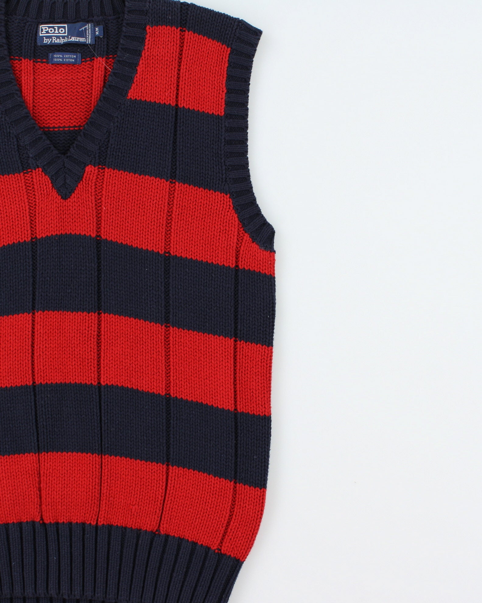 Vintage 1990s Polo Ralph Lauren Chunky Ribbed Cable Knit Sweater Vest - M