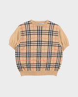 Vintage AW1993 Burberry Nova Check Crewneck Knit Short Sleeve Jumper - M