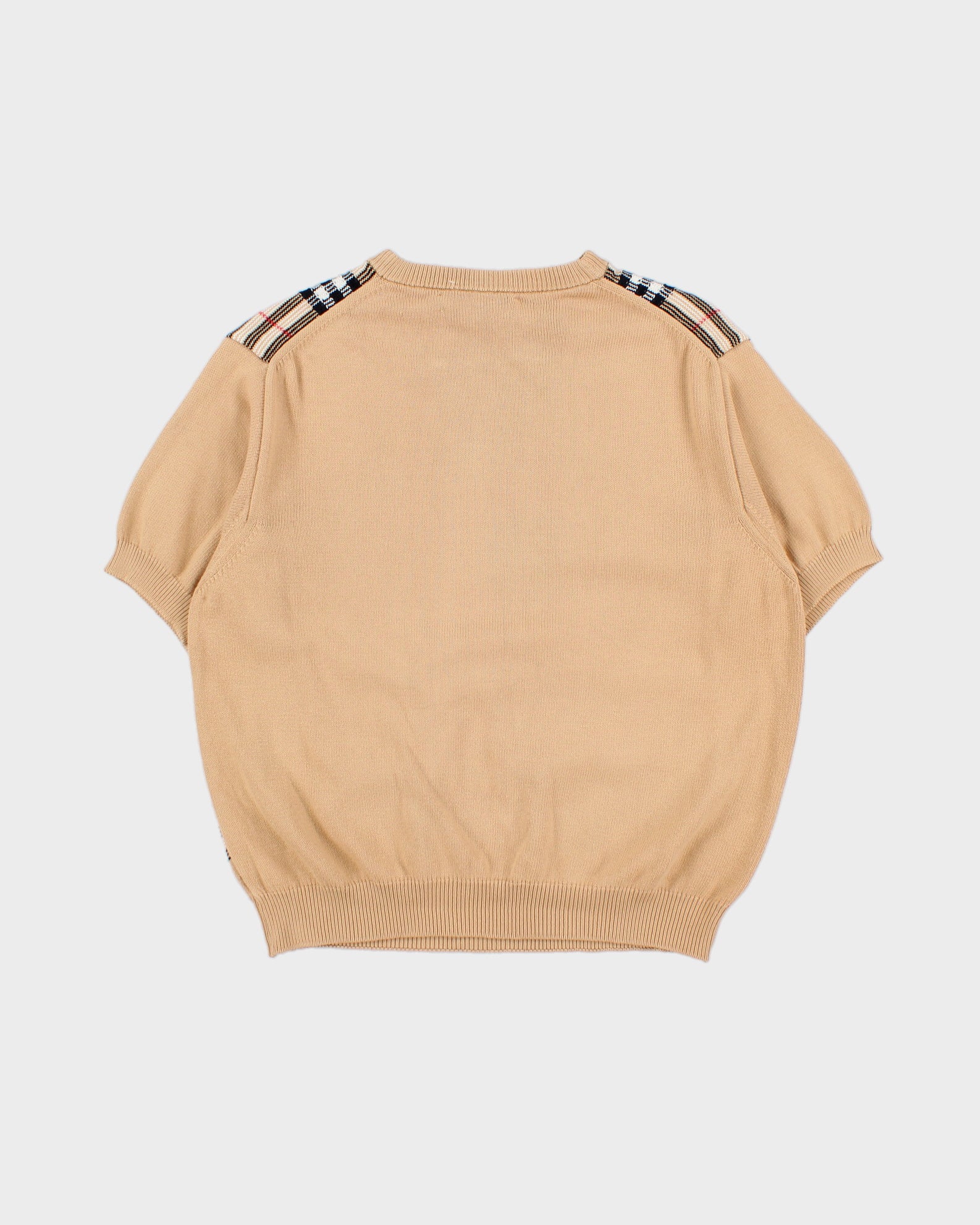 Vintage AW1993 Burberry Nova Check Crewneck Knit Short Sleeve Jumper - M
