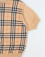 Vintage AW1993 Burberry Nova Check Crewneck Knit Short Sleeve Jumper - M