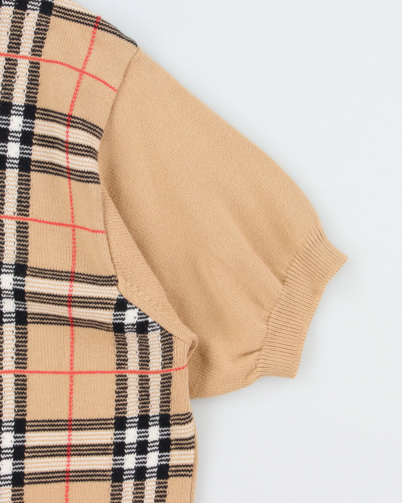 Vintage AW1993 Burberry Nova Check Crewneck Knit Short Sleeve Jumper - M