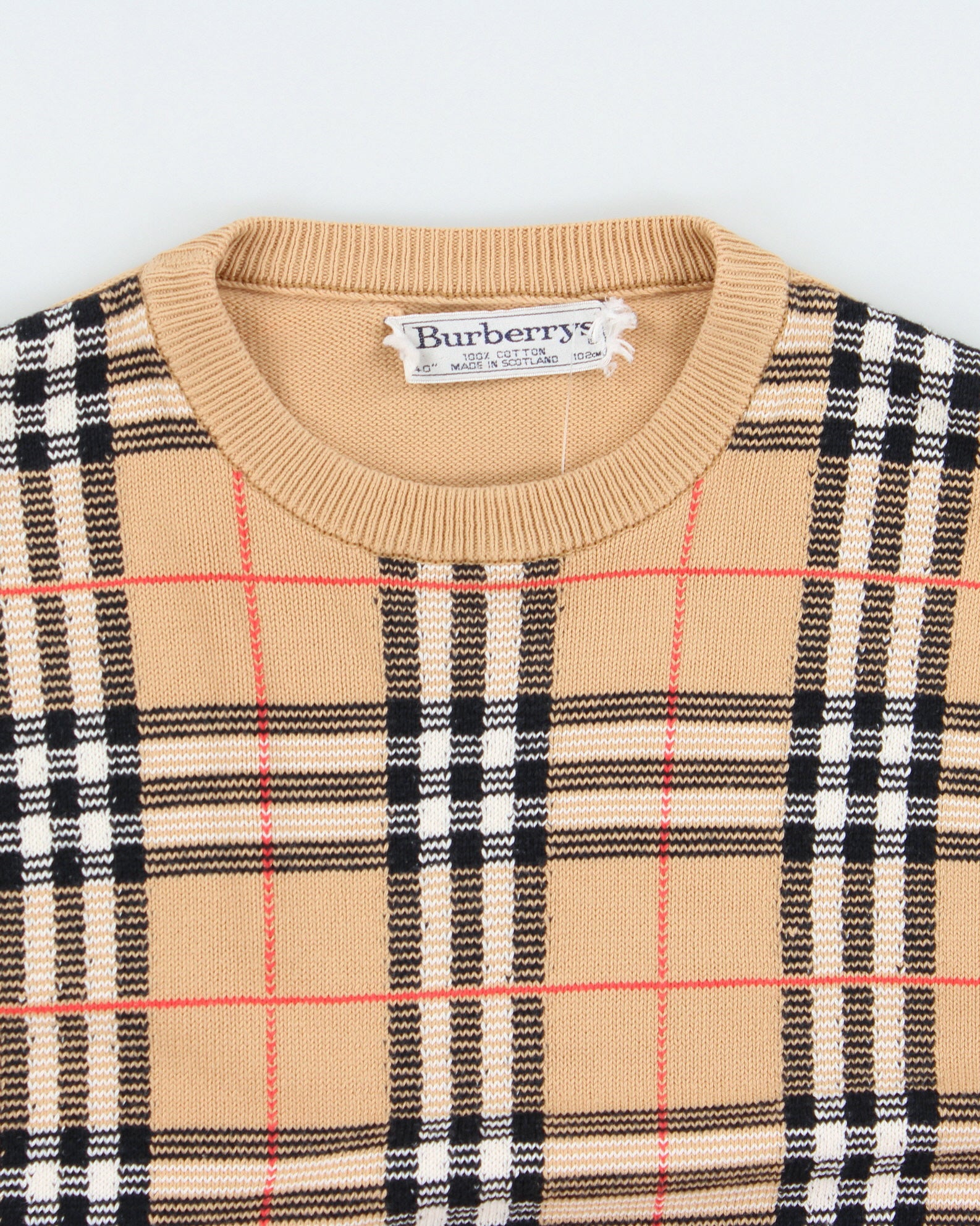 Vintage AW1993 Burberry Nova Check Crewneck Knit Short Sleeve Jumper - M