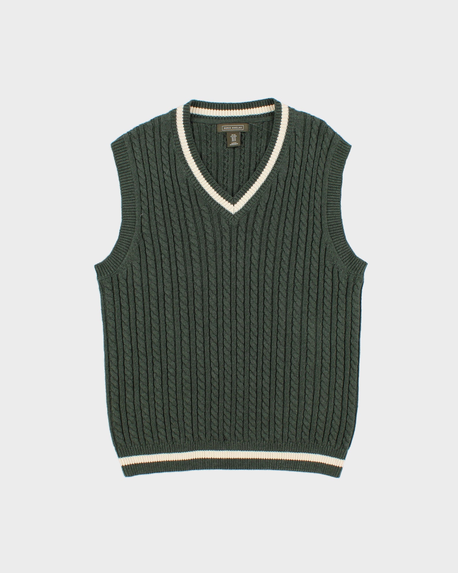 Vintage Y2K 00s Rorie Whelan V-Neck Cable Knit Sweater Vest - M