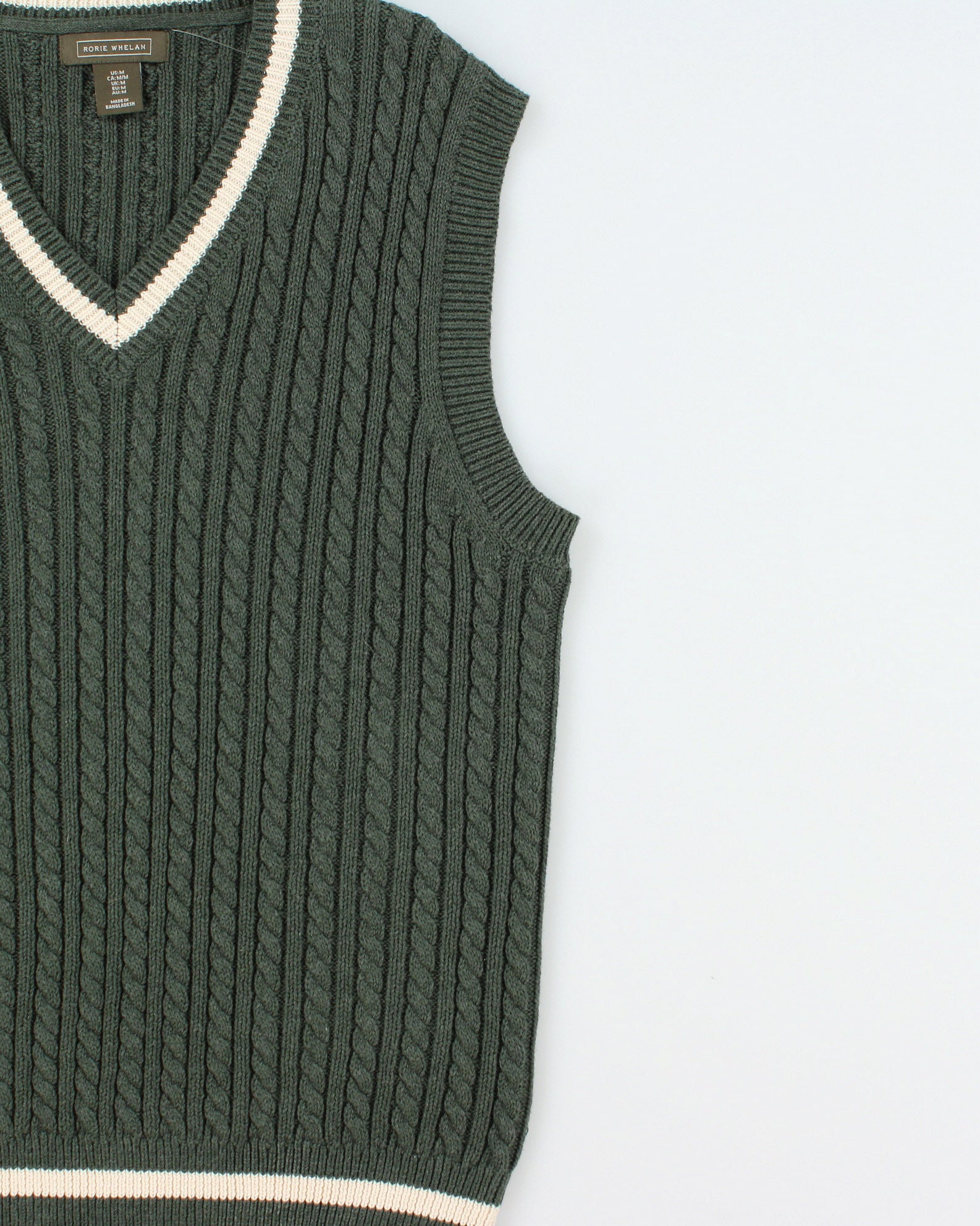 Vintage Y2K 00s Rorie Whelan V-Neck Cable Knit Sweater Vest - M