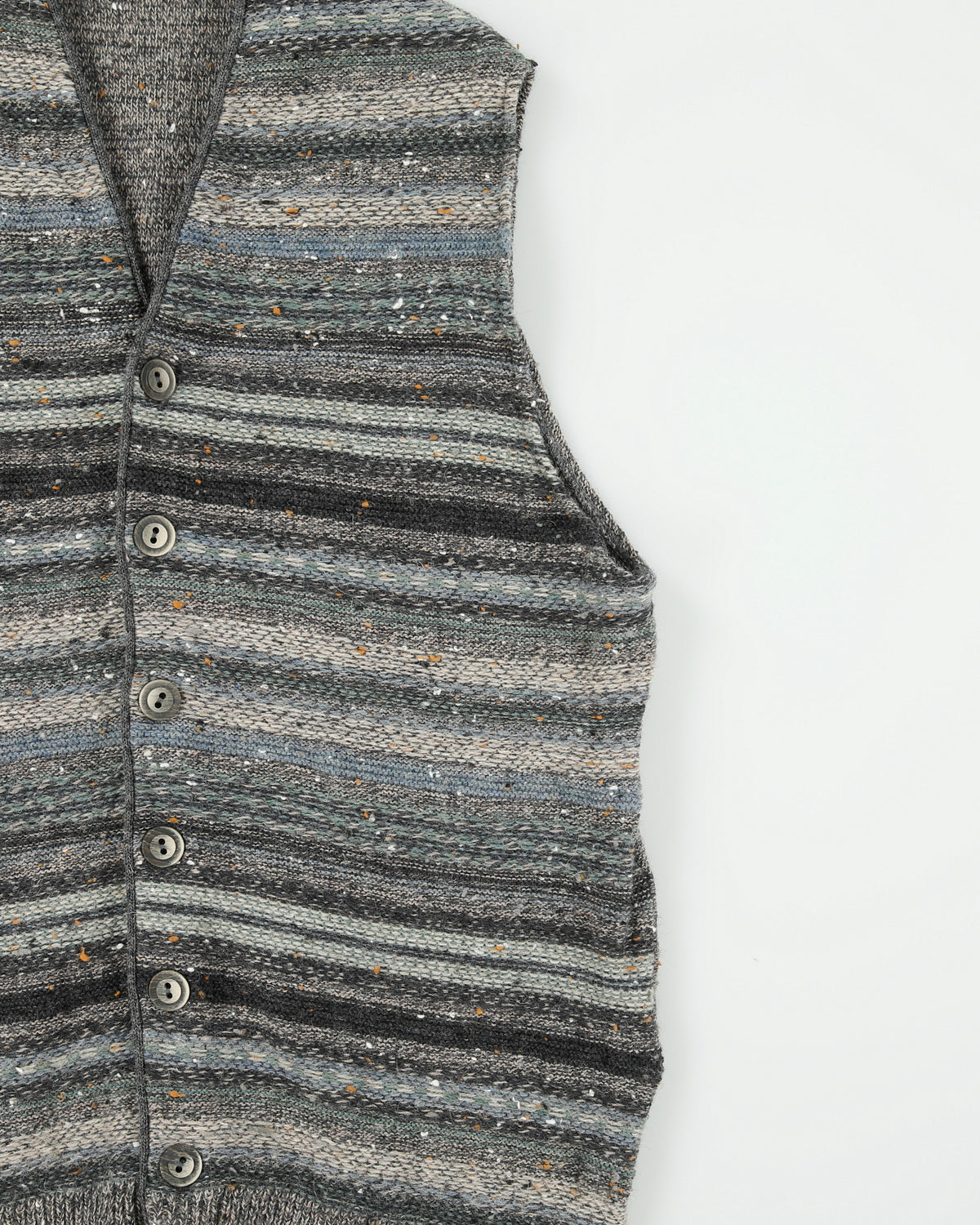 Vintage 1990s Remus Uomo Multicolour Striped Wool Knit Sleeveless Cardigan Vest - L