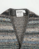 Vintage 1990s Remus Uomo Multicolour Striped Wool Knit Sleeveless Cardigan Vest - L