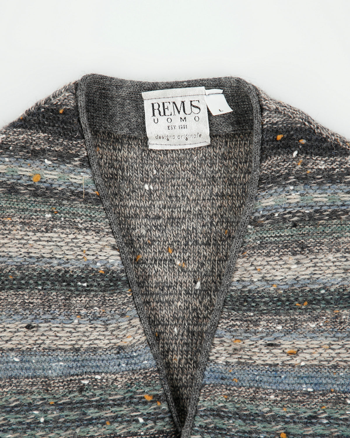 Vintage 1990s Remus Uomo Multicolour Striped Wool Knit Sleeveless Cardigan Vest - L
