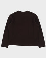 Vintage Y2K 00s Hugo Boss Bordeaux Wool Blend Thermal Lined V-Neck Knit Jumper - XL