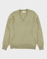 Vintage 1990s Sheltie By Shelby Speckled Wool Blend Knit Made In America V-Neck Jumper - L