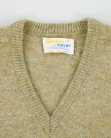 Vintage 1990s Sheltie By Shelby Speckled Wool Blend Knit Made In America V-Neck Jumper - L