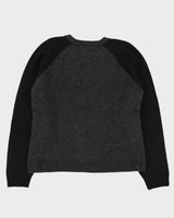 Vintage Y2K 00s Guess Jeans Charcoal Ribbed Lambswool Chunky Knit Crewneck Jumper - XL