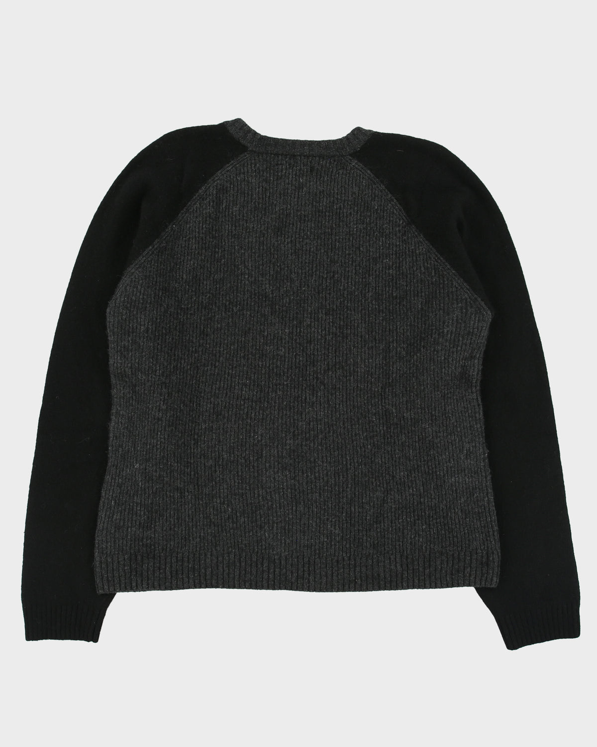 Vintage Y2K 00s Guess Jeans Charcoal Ribbed Lambswool Chunky Knit Crewneck Jumper - XL