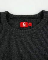 Vintage Y2K 00s Guess Jeans Charcoal Ribbed Lambswool Chunky Knit Crewneck Jumper - XL