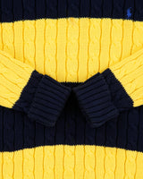 Vintage Y2K 00s Polo Ralph Lauren Iconic Striped Cable Knit Crewneck Jumper - L