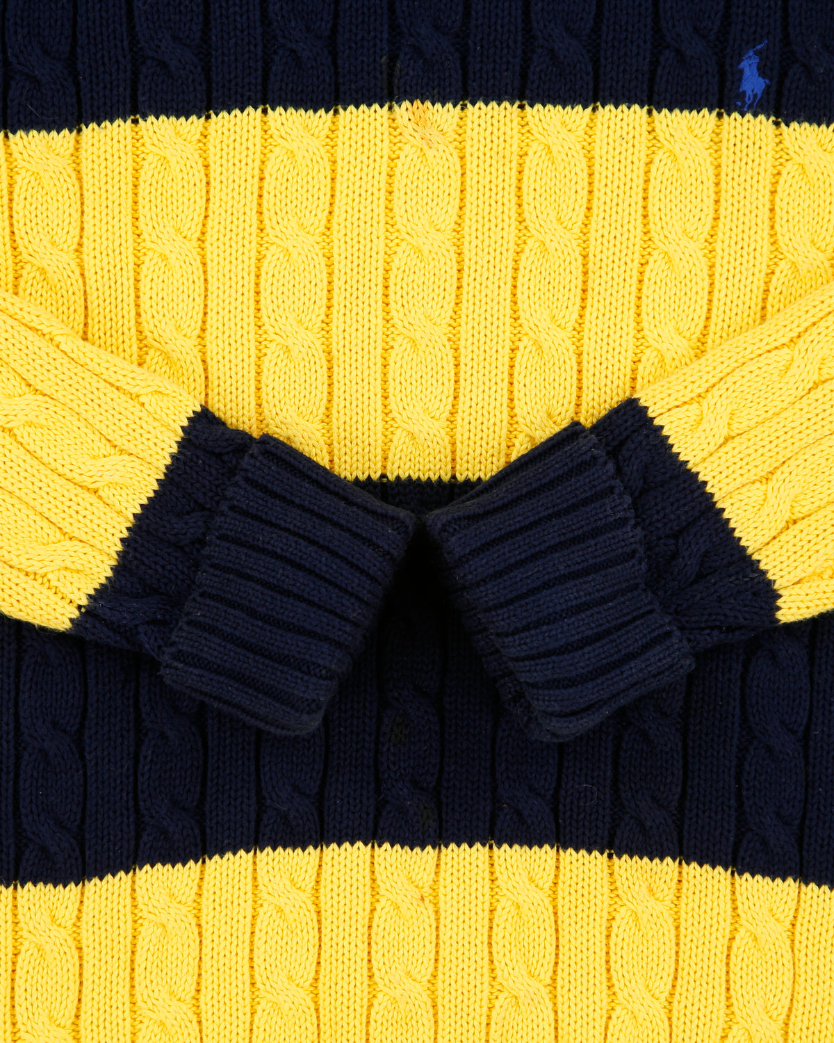 Vintage Y2K 00s Polo Ralph Lauren Iconic Striped Cable Knit Crewneck Jumper - L