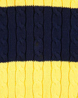 Vintage Y2K 00s Polo Ralph Lauren Iconic Striped Cable Knit Crewneck Jumper - L