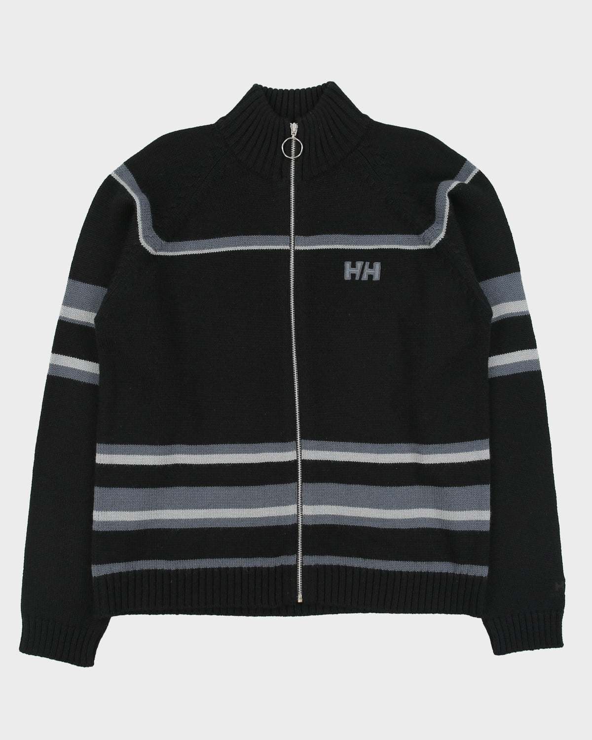 Vintage Y2K 00s Helly Hansen Wool Blend High Neck Full Zip Jumper - L