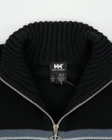 Vintage Y2K 00s Helly Hansen Wool Blend High Neck Full Zip Jumper - L
