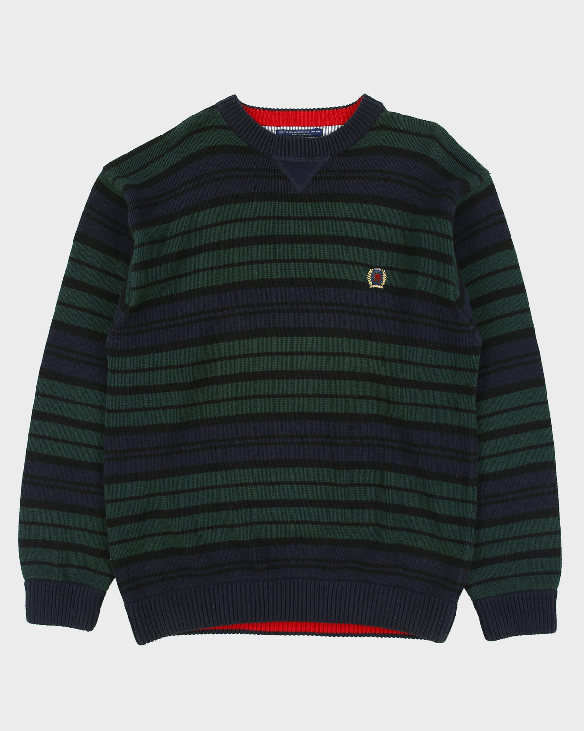 Vintage 1990s Tommy Hilfiger Stripe Knit Long Sleeve Jumper - L