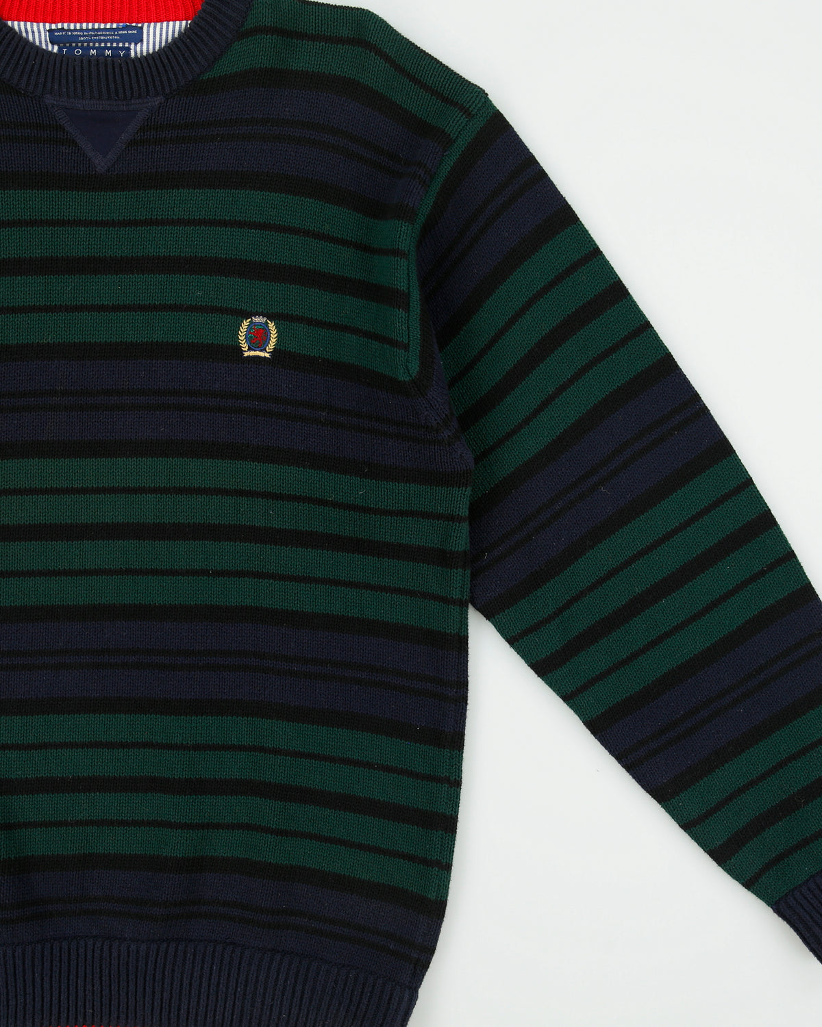 Vintage 1990s Tommy Hilfiger Stripe Knit Long Sleeve Jumper - L
