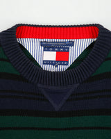 Vintage 1990s Tommy Hilfiger Stripe Knit Long Sleeve Jumper - L