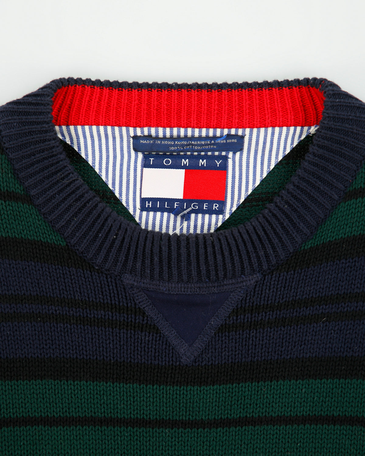 Vintage 1990s Tommy Hilfiger Stripe Knit Long Sleeve Jumper - L