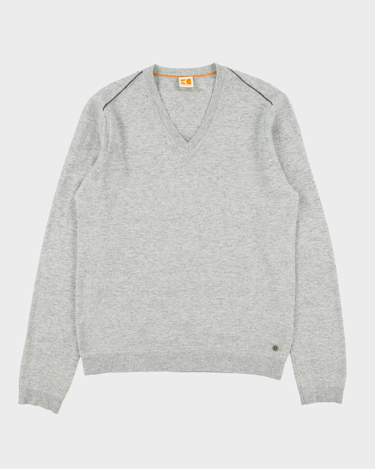 Vintage Boss Orange Wool V-neck Lightweight Jumper - M