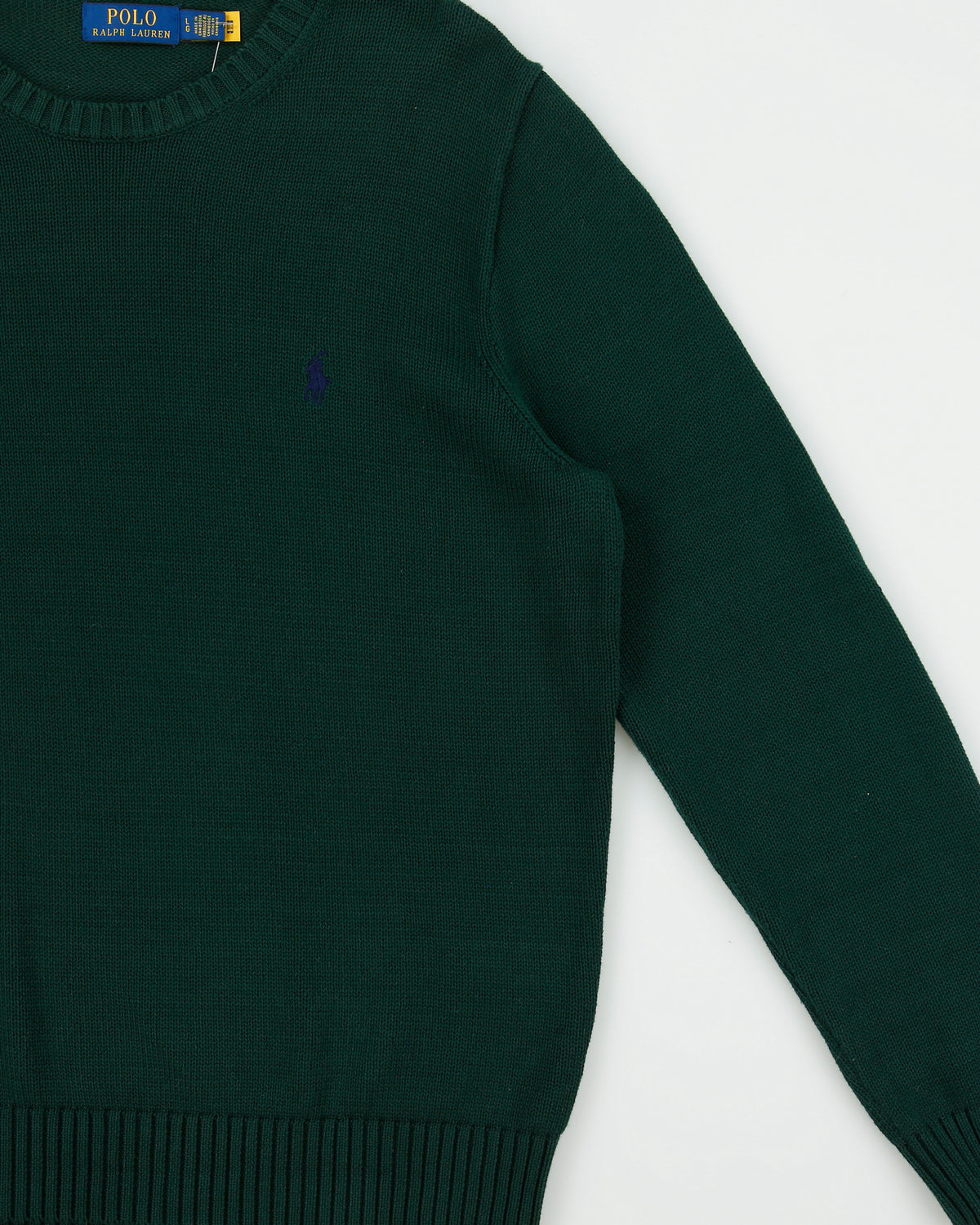 Vintage Polo Ralph Lauren Cotton Knit Ribbed Crewneck Jumper - L