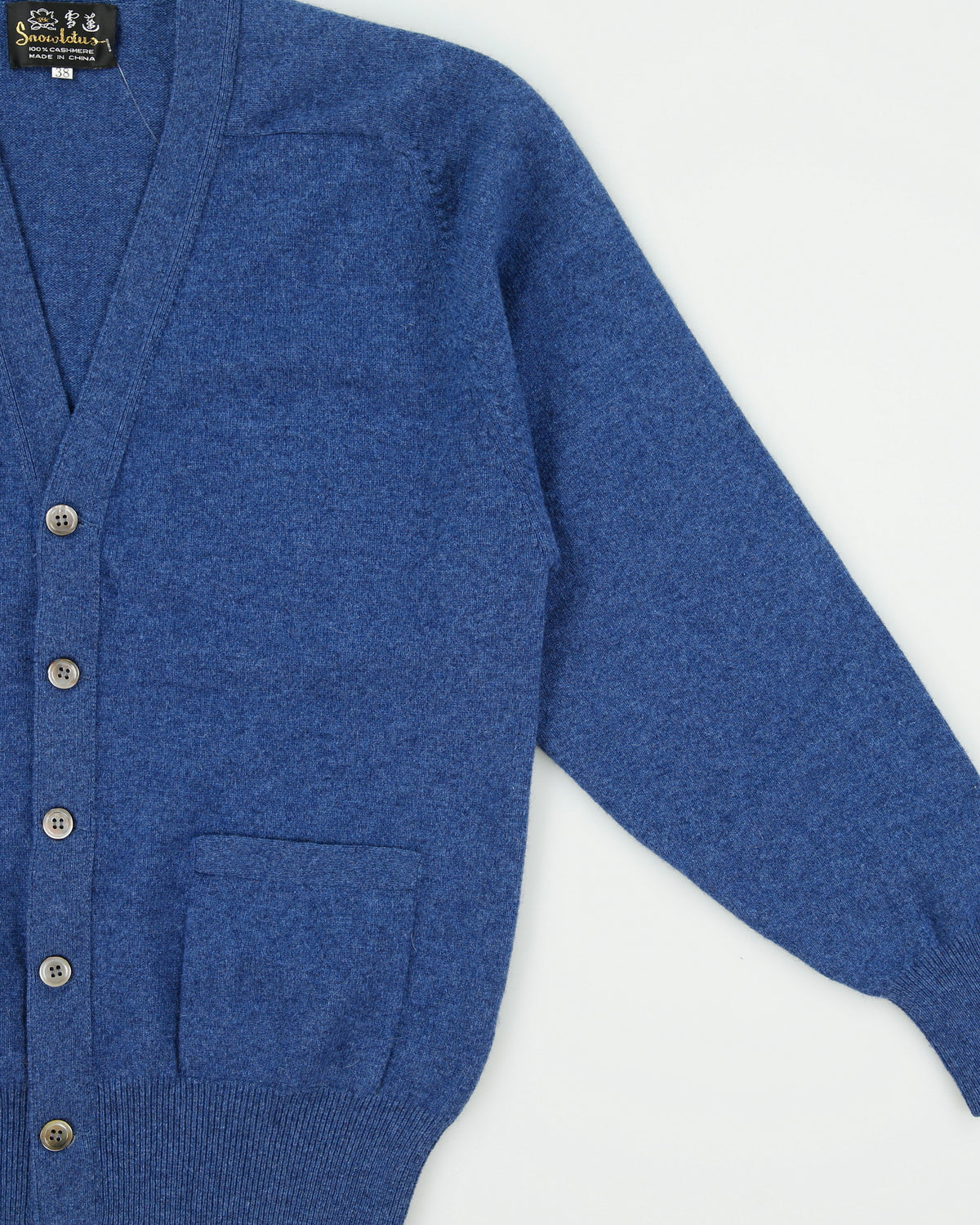 Vintage 1990s Snow Lotus Cashmere Front Pocket Cardigan - M