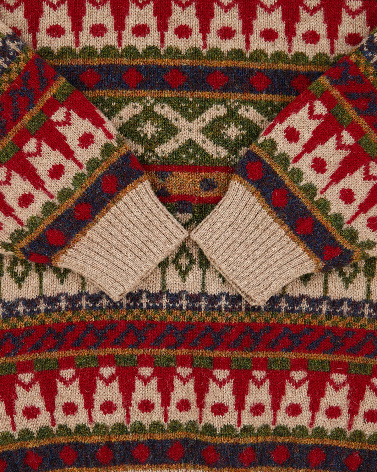 Vintage 1990s Wm. H. Leisham Wool Patterned Chunky Knit Jumper - L