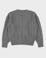 Vintage 1990s Boston Traders Chunky Cable Rib Knit Wool Jumper - L