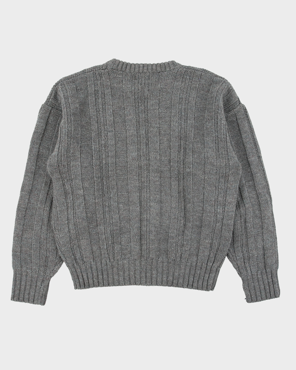 Vintage 1990s Boston Traders Chunky Cable Rib Knit Wool Jumper - L
