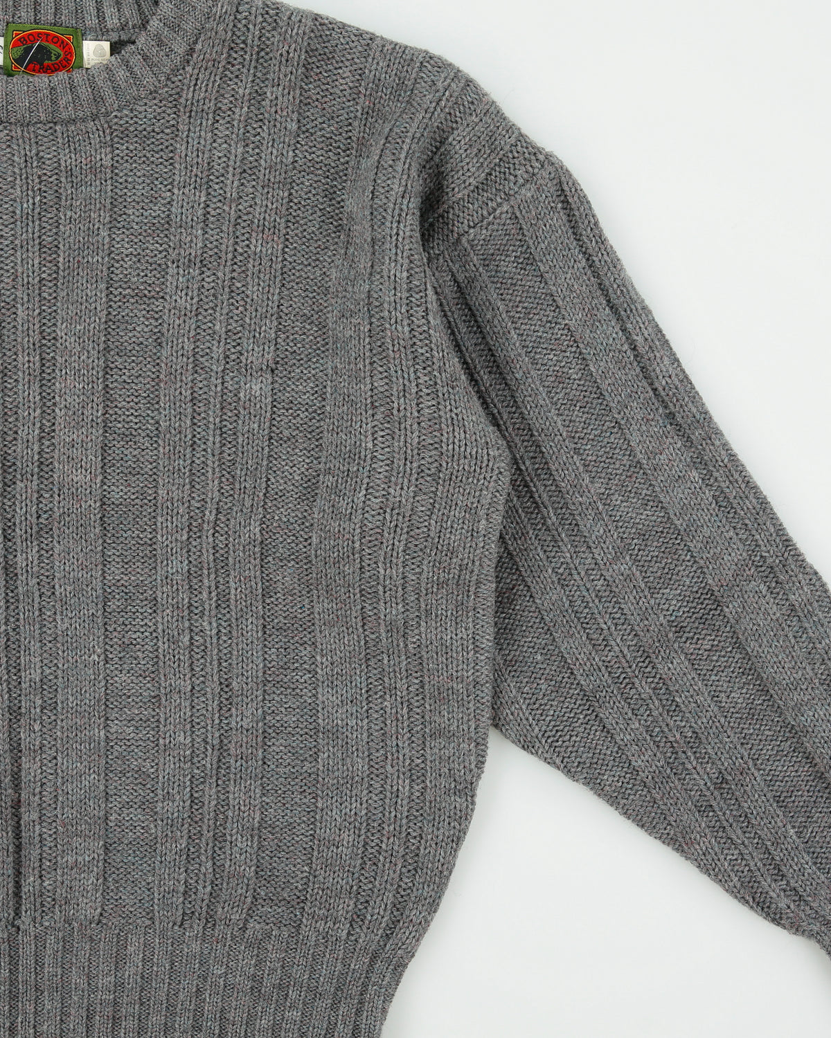 Vintage 1990s Boston Traders Chunky Cable Rib Knit Wool Jumper - L