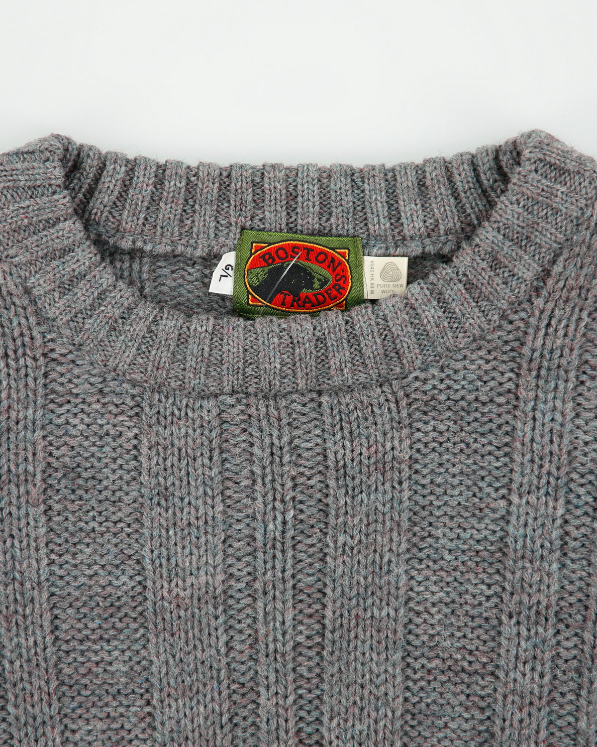 Vintage 1990s Boston Traders Chunky Cable Rib Knit Wool Jumper - L