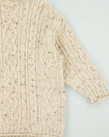 Vintage Inis Crafts Made In Ireland Speckled Wool Aran Knit High Neck Jumper - M