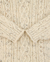Vintage Inis Crafts Made In Ireland Speckled Wool Aran Knit High Neck Jumper - M