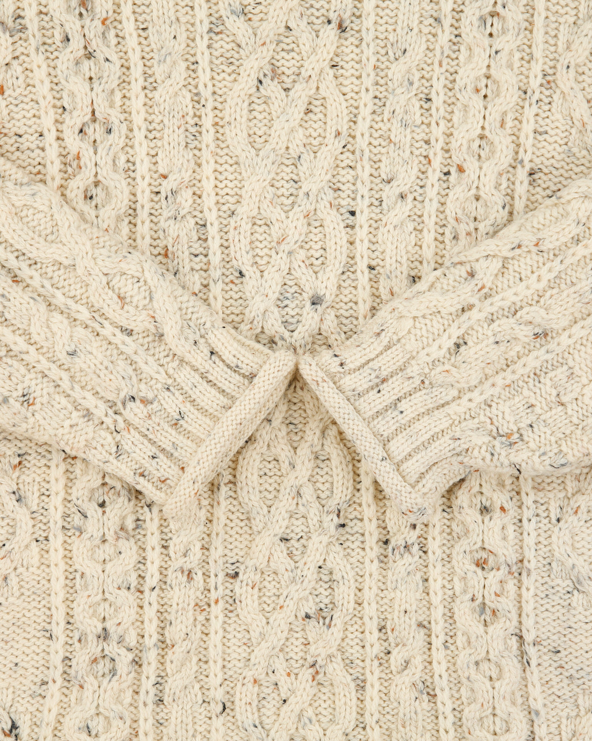Vintage Inis Crafts Made In Ireland Speckled Wool Aran Knit High Neck Jumper - M