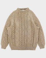 Vintage Erin Knitwear Made In Ireland Wool Aran Cable Knit Chunky Heavyweight Jumper - XL