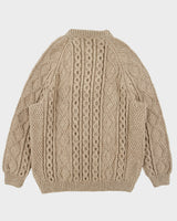 Vintage Erin Knitwear Made In Ireland Wool Aran Cable Knit Chunky Heavyweight Jumper - XL