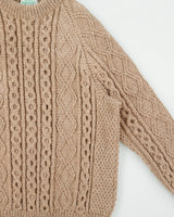 Vintage Erin Knitwear Made In Ireland Wool Aran Cable Knit Chunky Heavyweight Jumper - XL