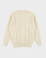 Vintage Aran Sweater Market Made In Ireland Wool Aran Knit Chunky Jumper - S