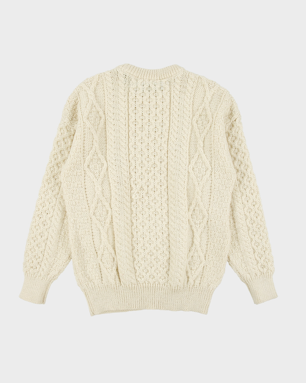 Vintage Aran Sweater Market Made In Ireland Wool Aran Knit Chunky Jumper - S