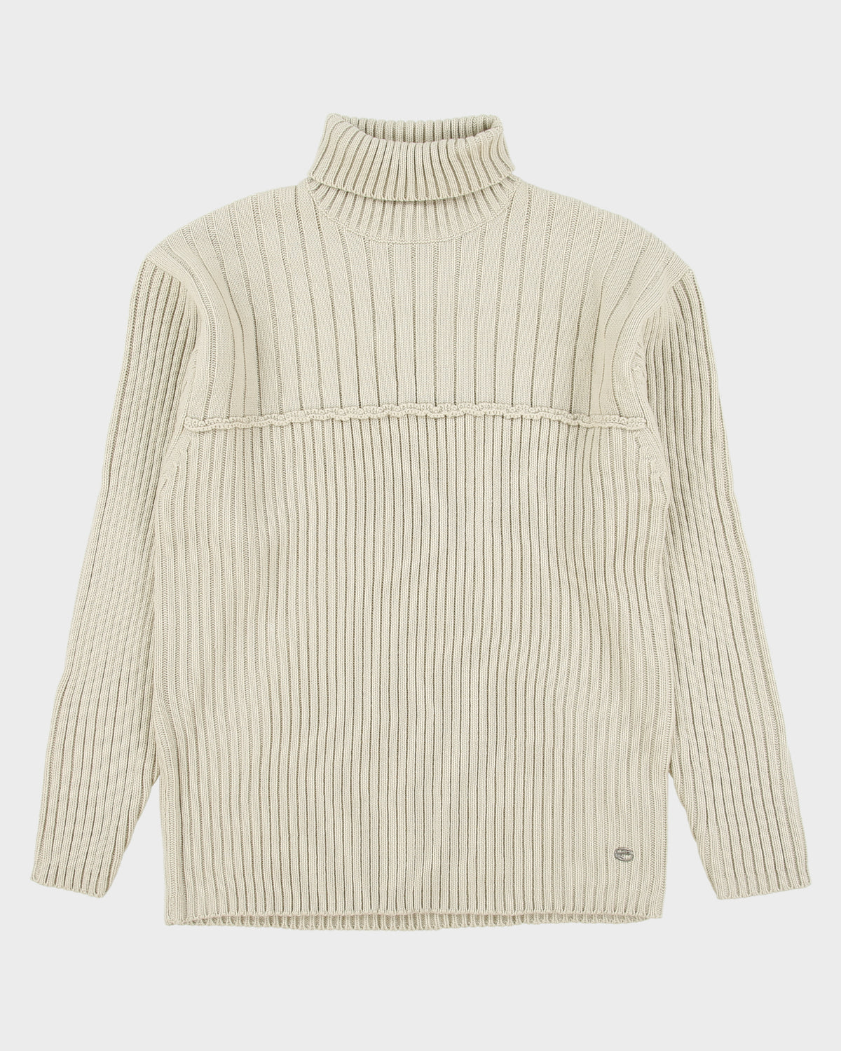 DSWT Vintage F/W 2003 Y2K Point Zero Chunky Ribbed Knit Roll Neck Jumper - XL