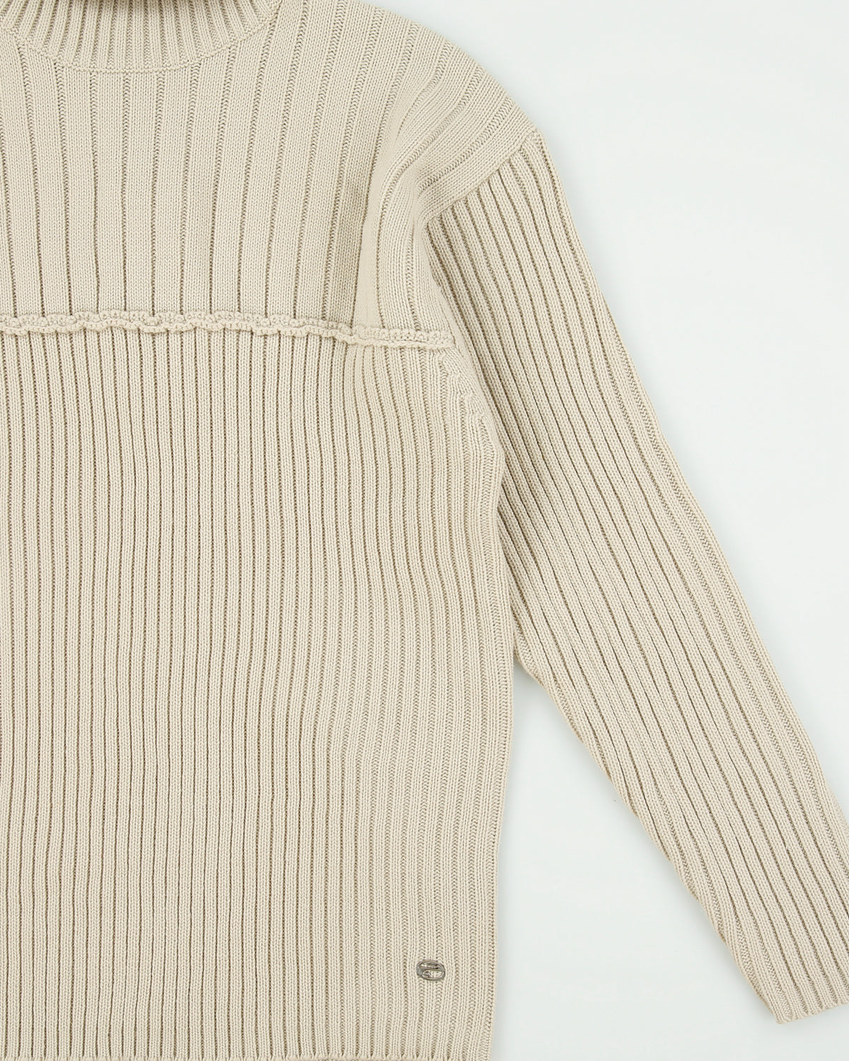 DSWT Vintage F/W 2003 Y2K Point Zero Chunky Ribbed Knit Roll Neck Jumper - XL