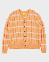 F/W 2022 GOLF WANG Apricot Grand Logo Wool Blend Cable Knit Striped Cardigan - M