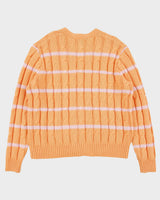 F/W 2022 GOLF WANG Apricot Grand Logo Wool Blend Cable Knit Striped Cardigan - M